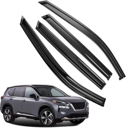 New 4pcs Tape-On Side Window Visor Deflectors for Rogue 2014-2020 Sedan Smoke Tinted Rain Guards Shield Shade in Saudi Arabia