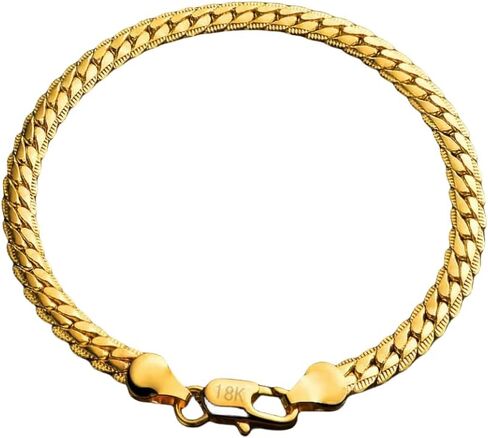 18k Gold Mesh Flat Chain Bracelet, Men'S And Women'S Fashionable Hip-Hop Whip Accessories, Shiny Gold Bracelet, Birthday, Valentine'S Day, Christmas Gifts in Saudi Arabia