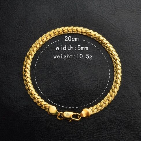 18k Gold Mesh Flat Chain Bracelet, Men'S And Women'S Fashionable Hip-Hop Whip Accessories, Shiny Gold Bracelet, Birthday, Valentine'S Day, Christmas Gifts in Saudi Arabia