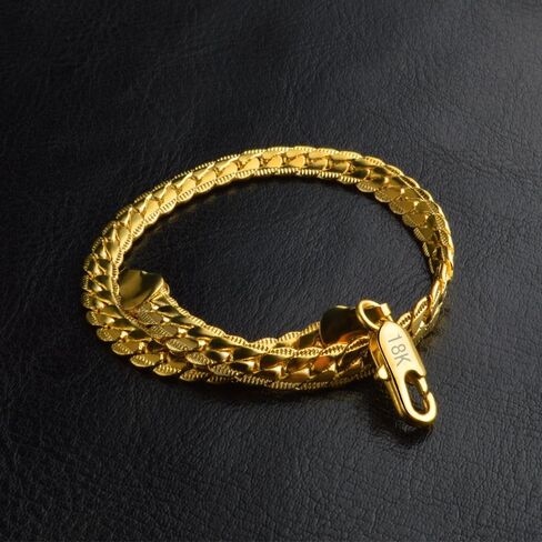 18k Gold Mesh Flat Chain Bracelet, Men'S And Women'S Fashionable Hip-Hop Whip Accessories, Shiny Gold Bracelet, Birthday, Valentine'S Day, Christmas Gifts in Saudi Arabia