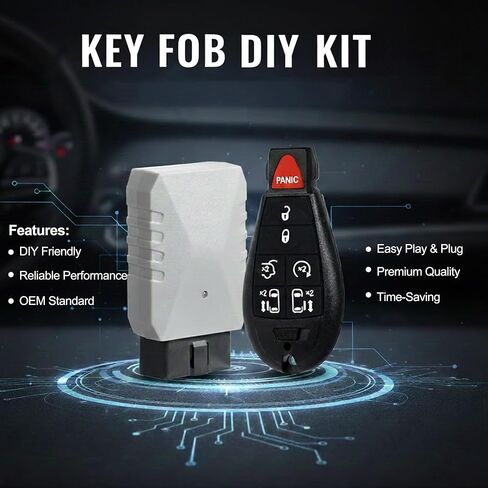 طقم استبدال مفتاح Fob عن بعد متوافق مع Chrysler Town and Country Dodge Grand Caravan 2008-2016، Volkswagen Routan 2009-2012 معرف FCC للدخول بدون مفتاح: M3N5WY783X IYZ-C01C، 433MHZ 7BTN in Kuwait