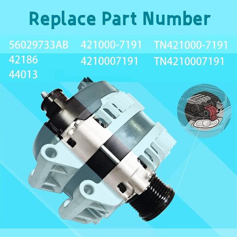 56029733AB 220A Alternator Compatible with Chrysler Pacifica 2017 2018 2019 2020, Voyager 2020,Ram ProMaster 1500 2022-2023, ProMaster 2500 2022-2023, ProMaster 3500 22-23,3.6L,12V in Kuwait