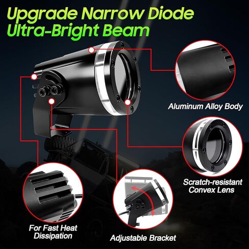 قطعتان من مصابيح سوط ليزر LED مطورة للشاحنات جنبًا إلى جنب/UTV/ATV/الشاحنات، شعاع مركز فائق السطوع، مصابيح الطرق الوعرة RGBW مع التطبيق/جهاز التحكم عن بعد/مفتاح الروك، IP68 مقاوم للماء 12 فولت تيار مستمر in Kuwait