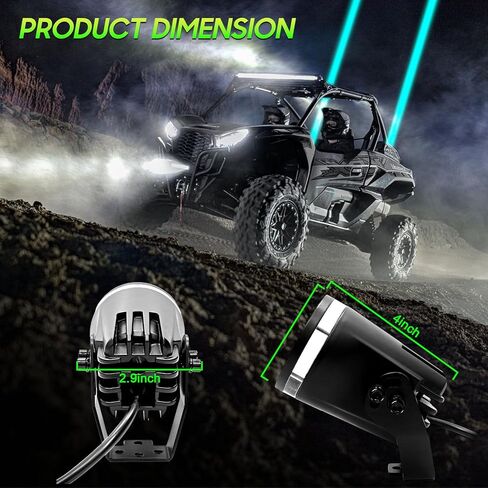 قطعتان من مصابيح سوط ليزر LED مطورة للشاحنات جنبًا إلى جنب/UTV/ATV/الشاحنات، شعاع مركز فائق السطوع، مصابيح الطرق الوعرة RGBW مع التطبيق/جهاز التحكم عن بعد/مفتاح الروك، IP68 مقاوم للماء 12 فولت تيار مستمر in Kuwait