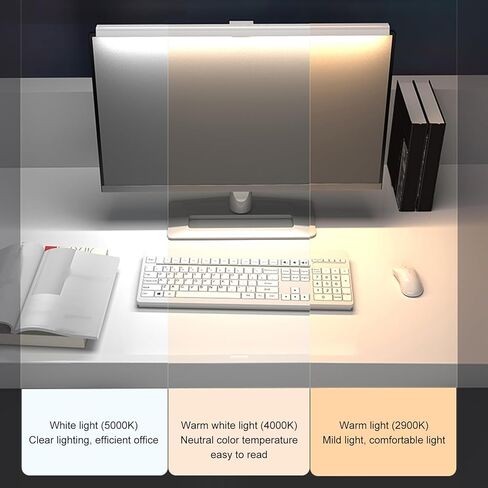 Computer Monitor Light Bar, Touch Control Adjustable E Reading USB Powered Lamp, No Glare Eye Caring LED Screen Monitor Light Bar, for 0.6 Inches to 1.6 Inches Laptops (White) in Kuwait
