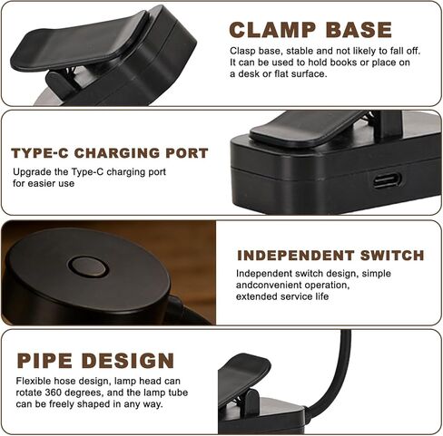 Reading Book Light for Bed, Adjustable LED Desk Lamp with Clamp, for Reading and Study, Compact Portable USB Desk Lamp(Black) in Saudi Arabia