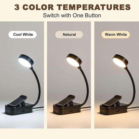 Reading Book Light for Bed, Adjustable LED Desk Lamp with Clamp, for Reading and Study, Compact Portable USB Desk Lamp(Black) in Saudi Arabia