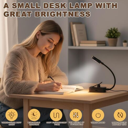 Reading Book Light for Bed, Adjustable LED Desk Lamp with Clamp, for Reading and Study, Compact Portable USB Desk Lamp(Black) in Saudi Arabia