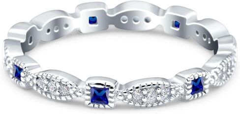 Blue Apple Co. Full Eternity Stackable Ring Wedding Band Round Simulated Cubic Zirconia 925 Sterling Silver (3mm) in Saudi Arabia