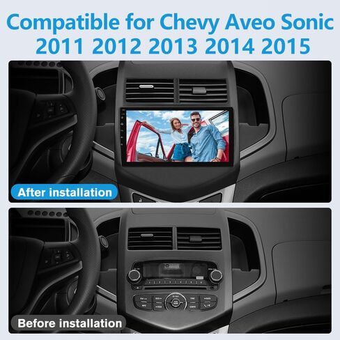 ستيريو راديو السيارة لسيارة Chevy Aveo Sonic 2011 2012 2013 2014 2015 مع نظام Android Auto Carplay اللاسلكي 2G+32G 9 بوصة Android 13 شاشة تعمل باللمس مع SWC WiFi GPS Navigation DSP Bluetooth كاميرا احتياطية مجانية in Kuwait