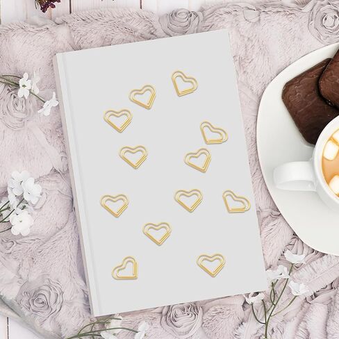 120 Pcs Cute Gold Heart Paper Clips, Love Heart Shape Mini Stainless Steel Clips Small Binder Paperclips Decorative Fancy Bookmark Supplies for Wedding Decor Office School Crafts Document Organizing in Saudi Arabia
