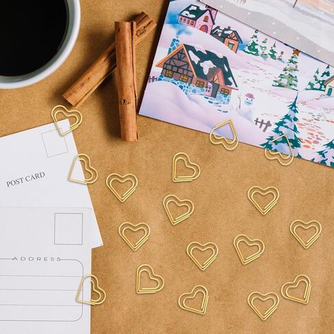 120 Pcs Cute Gold Heart Paper Clips, Love Heart Shape Mini Stainless Steel Clips Small Binder Paperclips Decorative Fancy Bookmark Supplies for Wedding Decor Office School Crafts Document Organizing in Saudi Arabia