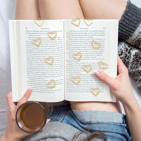 120 Pcs Cute Gold Heart Paper Clips, Love Heart Shape Mini Stainless Steel Clips Small Binder Paperclips Decorative Fancy Bookmark Supplies for Wedding Decor Office School Crafts Document Organizing in Saudi Arabia