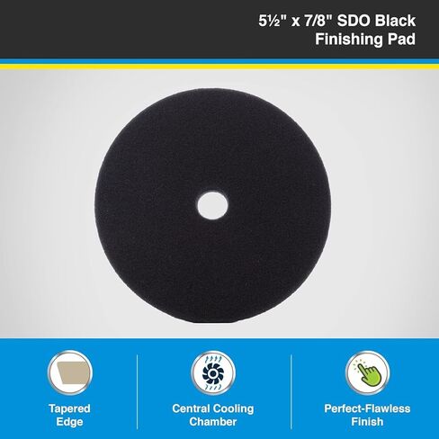 وسادة تشطيب إسفنجية سوداء مقاس 5.5 بوصة SDO (عبوة من قطعتين) - تصنيع Lake Country - وسادة مدارية قياسية عالية التحمل للأسطح المطلية - تناسب لوحة دعم مقاس 5 بوصات in Kuwait