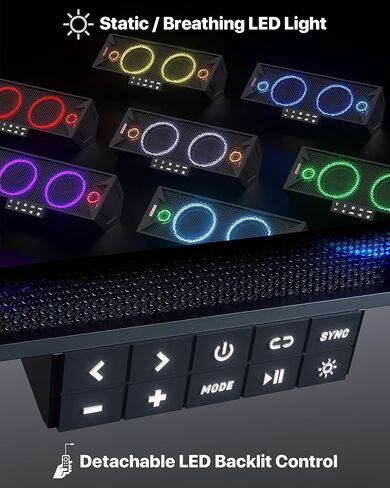 GoHawk 15 Inch UTV Sound Bar, Bluetooth ATV Soundbar with RGB Lights, IP66 Waterproof Golf Cart Sound Bar, SXS SoundBar Compatible with Polaris RZR Can-Am w/FM Radio, Fits 1.5"–2.25" Roll Cages in Kuwait