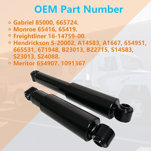 2 Pack 85000 Heavy Duty Rear Shock Absorbers Fit for CUSH Hendrickson Intraax Vantraax Ridewell Trailmobile Trailer Air Suspensions #65416 in Kuwait