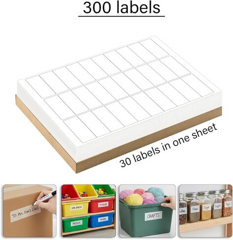 300 Printable Labels – 2.45" x 0.95" 10 Sheets, A4 Size 8.27" x 11.69" | Laser & Inkjet Compatible Label Paper for Jars, Shipping, Packaging, Mailing, Address & Organization in Saudi Arabia