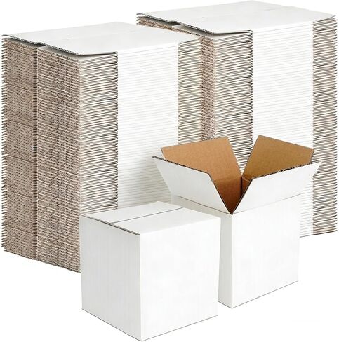 80 Pcs Shipping Boxes White Corrugated Cardboard Packing Boxes for Packaging, Mailing, and Moving Small Business Storage (4x4x4 Inch) in Kuwait