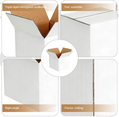 80 Pcs Shipping Boxes White Corrugated Cardboard Packing Boxes for Packaging, Mailing, and Moving Small Business Storage (4x4x4 Inch) in Kuwait