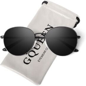 GQUEEN ريترو النظارات الشمسية المستقطبة المستديرة للنساء الرجال الربيع المفصلي الإطار المعدني العصرية الهبي البيضاوي نظارات شمسية ظلال UV400 in Kuwait