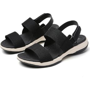 Tilocow Womens Walking Sandals with Elastic Ankle Strap Comfortable Knit Two Strap Casual Summer Sport Sandals for Women in Kuwait