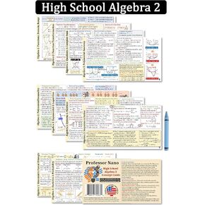 بطاقات المفاهيم للأستاذ نانو في مدرسة الجبر الثانوية 2 || 4x7.11 بوصة، مجموعة من 11 || ورقة الغش، دراسة سريعة in Kuwait