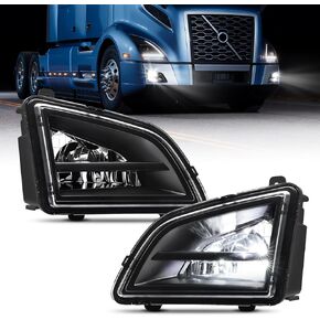 JFN LED Fog Light Lamp Compatible with 2018-2024 VNL Trucks, High/Low Beam Clear Lens Black Housing/w Plug in Kuwait