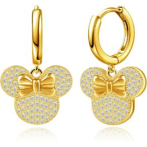 S925 الفضة الاسترليني مطلي الذهب الفأر القوس الأقراط لطيف تتدلى هوب الأقراط هيبوالرجينيك مكعب زركونيا القوس عقدة المتدلية القرط الغضروف الحيوان مجوهرات للنساء ابنة شقيقة حفلة عيد ميلاد in Kuwait