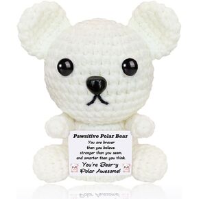عيد الميلاد الدعم العاطفي الكروشيه الدب القطبي أفخم لطيف الحيوانات الكروشيه الإيجابية مع رسائل صغيرة اليدوية ابتهج الهدايا للنساء الأخت أصدقاء عيد ميلاد محشوة أنت هدية رهيبة in Kuwait