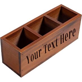 Personalized Passion Wooden Desk Organizer - Custom Name Pencil Holder - Perfect Sized Wooden Organizer with 3 Compartments for Pen, Stationary, & Office Accessories - Unfinished in Kuwait