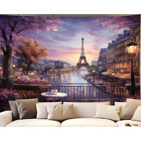 qghot خمر باريس نسيج الجدار شنقا برج ايفل خلفية الفرنسية تحت عنوان سيتي سكيب نسيج مقهى ديكور رومانسية جدار المدينة الفن لغرفة النوم باريس موضوع حزب الزينة 78.7 "x59.1" in Kuwait