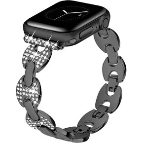 JR.DM Gold Watch Band Women Compatible with Apple Watch 40mm 41mm 38mm 44mm 45mm 42m 46mm 49mm Dressy Luxury Metal Bangle Bracelet with Bling Diamond for iWatch Series SE/10/9/8/7/6/5/4/3/2/1/Ultra in Kuwait