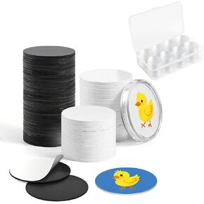 100pcs NTAG215 NFC Tags with Adhesive – Includes Clear Plastic Coin Capsules – Blank Programmable NFC 215 Chips, Compatible with TagMo, Amiibo, Android, iPhone and Other NFC Devices (Black+White-100) in Kuwait