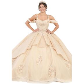 Quinceanera، Sweet 16 & حفلة موسيقية - فستان شبكي لامع مع مشد خلفي مزين بالزهور ثلاثية الأبعاد - فساتين السهرة الرسمية in Kuwait