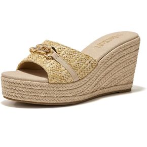 Women's Open Toe Wedge Espadrilles Sandals Chain Slip On Slides Platform Sandal Summer Shoes in Kuwait