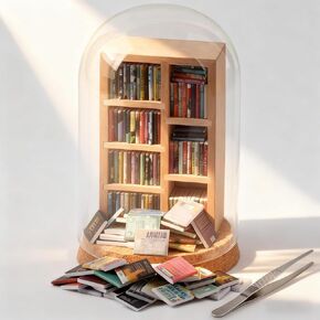 رف كتب القلق، خزانة كتب مصغرة، أرفف كتب صغيرة للقلق، مكتبة مصغرة، تحتوي على أكثر من 200 كتاب صغير، زخارف إبداعية لرف الكتب الصغيرة، هدايا لتخفيف التوتر in Kuwait