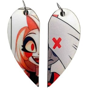 Charlie Morningstar and Vaggie Matching Heart Necklaces and Keyrings | Couples or BFFs Gifts | Hotel Hazbin Valentines Gift for Him or Her in Saudi Arabia