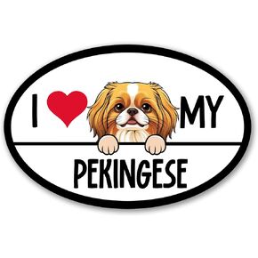 Magnet Me Up I Love My Pekingese 4x6 بوصة مغناطيس السيارة البيضاوي - هدية مثالية لمحبي الكلاب، ملصق مغناطيسي للسيارات والشاحنات وسيارات الدفع الرباعي، مطبوع بالأشعة فوق البنفسجية بالألوان الكاملة، مقاوم للماء من الفينيل، صنع في الولايات المتحدة الأمريكية in Kuwait