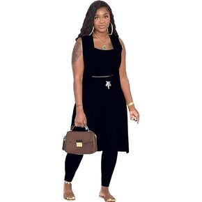Women's 3 Piece Lounge Pants Set Pajamas Long Cardigan Crop Tank Tops with Drawstring Loungewear Outfit in Saudi Arabia