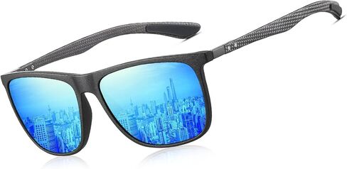 نظارات شمسية مستقطبة HAOLOTA للرجال من ألياف الكربون وإطار TR90، نظارات شمسية مربعة خفيفة الوزن حماية من الأشعة فوق البنفسجية 400 للقيادة in Kuwait