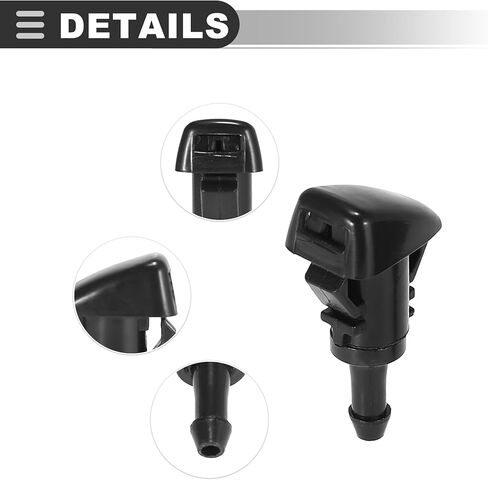 Motoforti Front Windshield Wiper Nozzles Kit, for Mitsubishi Eclipse 2006-2012, Plastic, with Gaskets 2 Meter Fluid Hose, Black, 6pcs in Saudi Arabia