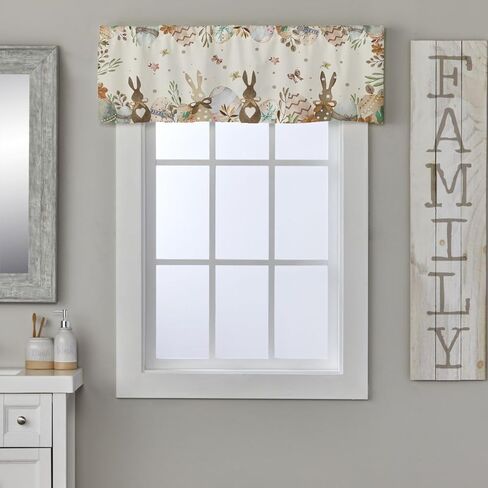 ستائر نافذة أرنب عيد الفصح للمطبخ، ستائر قصيرة لبيض أرنب عيد الفصح، ستارة عيد الفصح السعيدة، ديكور الحمام لغرفة النوم، قطعة واحدة مقاس 52 × 18 بوصة in Kuwait