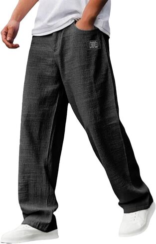 JOFOW Men's Wide Leg Casual Pants Oversized Loose Fit Straight Leg Trousers Golf Running Lounge Pants in Saudi Arabia