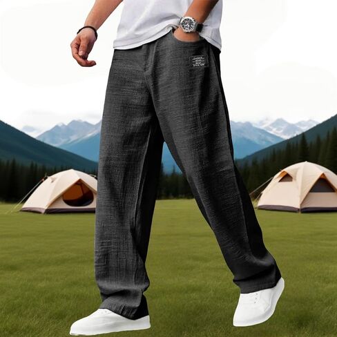 JOFOW Men's Wide Leg Casual Pants Oversized Loose Fit Straight Leg Trousers Golf Running Lounge Pants in Saudi Arabia