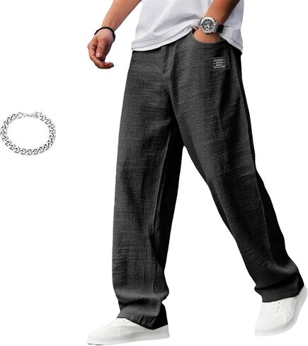 JOFOW Men's Wide Leg Casual Pants Oversized Loose Fit Straight Leg Trousers Golf Running Lounge Pants in Saudi Arabia