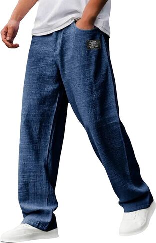 JOFOW Men's Wide Leg Casual Pants Oversized Loose Fit Straight Leg Trousers Golf Running Lounge Pants in Saudi Arabia