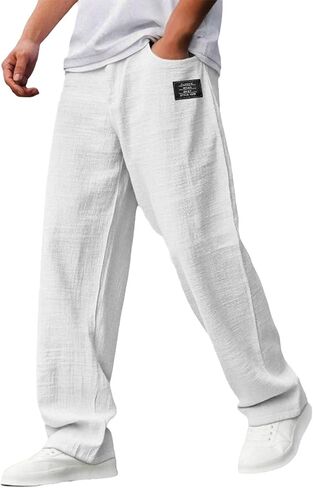 JOFOW Men's Wide Leg Casual Pants Oversized Loose Fit Straight Leg Trousers Golf Running Lounge Pants in Saudi Arabia