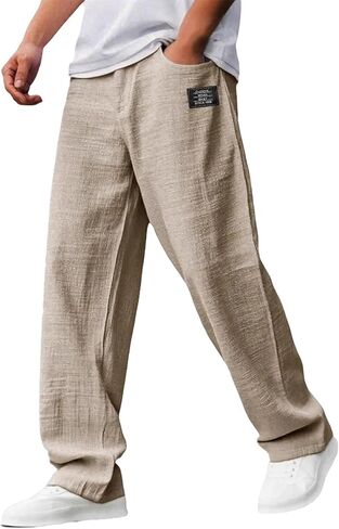 JOFOW Men's Wide Leg Casual Pants Oversized Loose Fit Straight Leg Trousers Golf Running Lounge Pants in Saudi Arabia