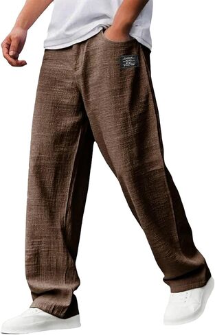 JOFOW Men's Wide Leg Casual Pants Oversized Loose Fit Straight Leg Trousers Golf Running Lounge Pants in Saudi Arabia