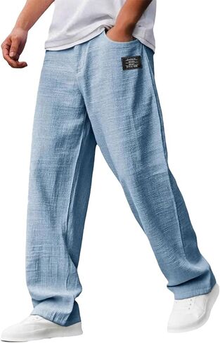 JOFOW Men's Wide Leg Casual Pants Oversized Loose Fit Straight Leg Trousers Golf Running Lounge Pants in Saudi Arabia